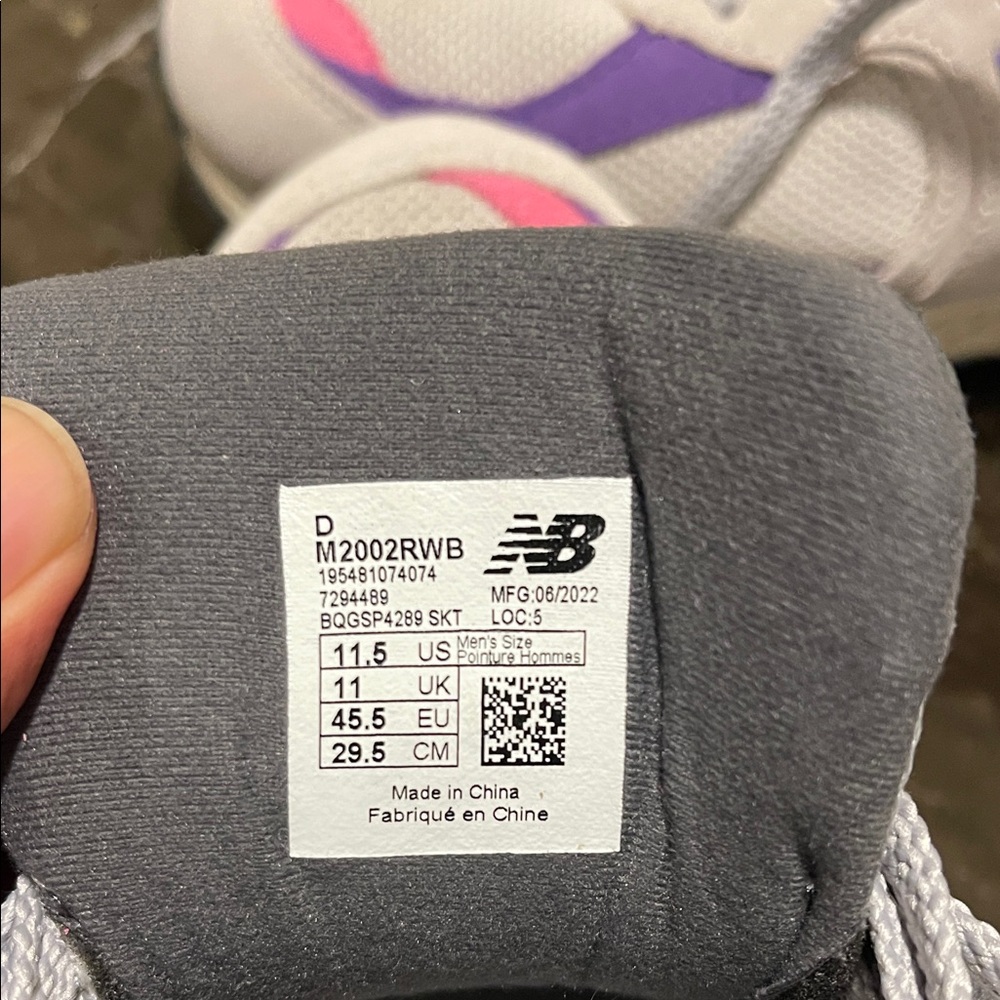 New Balance Men’s Grey, Pink and Purple 2002R Sneakers - Picture 9 of 9